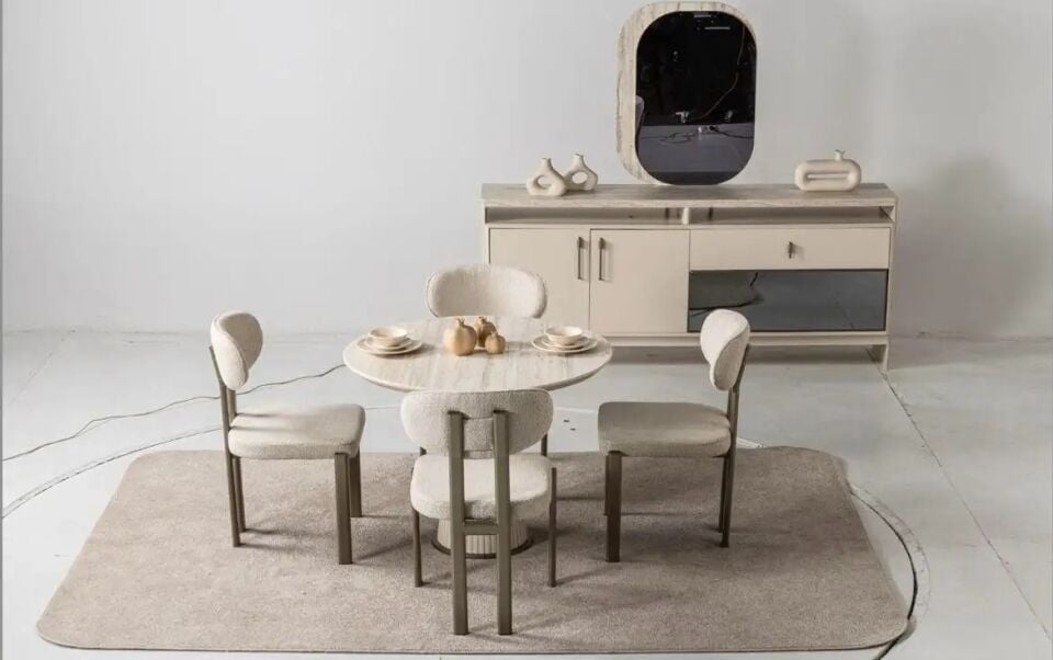 Yuvarlak Traverten Salon Masası 90*90*76 cm Bern