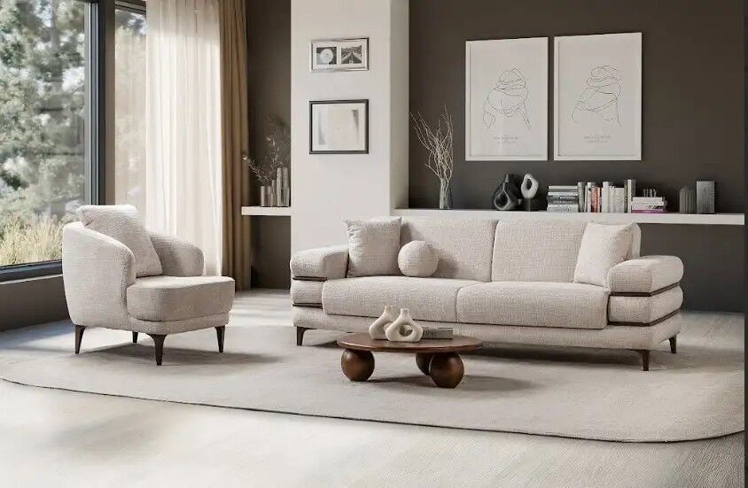 Yataklı Kanepe ve Berjer Takımı Dessa Brown 3+1+1
