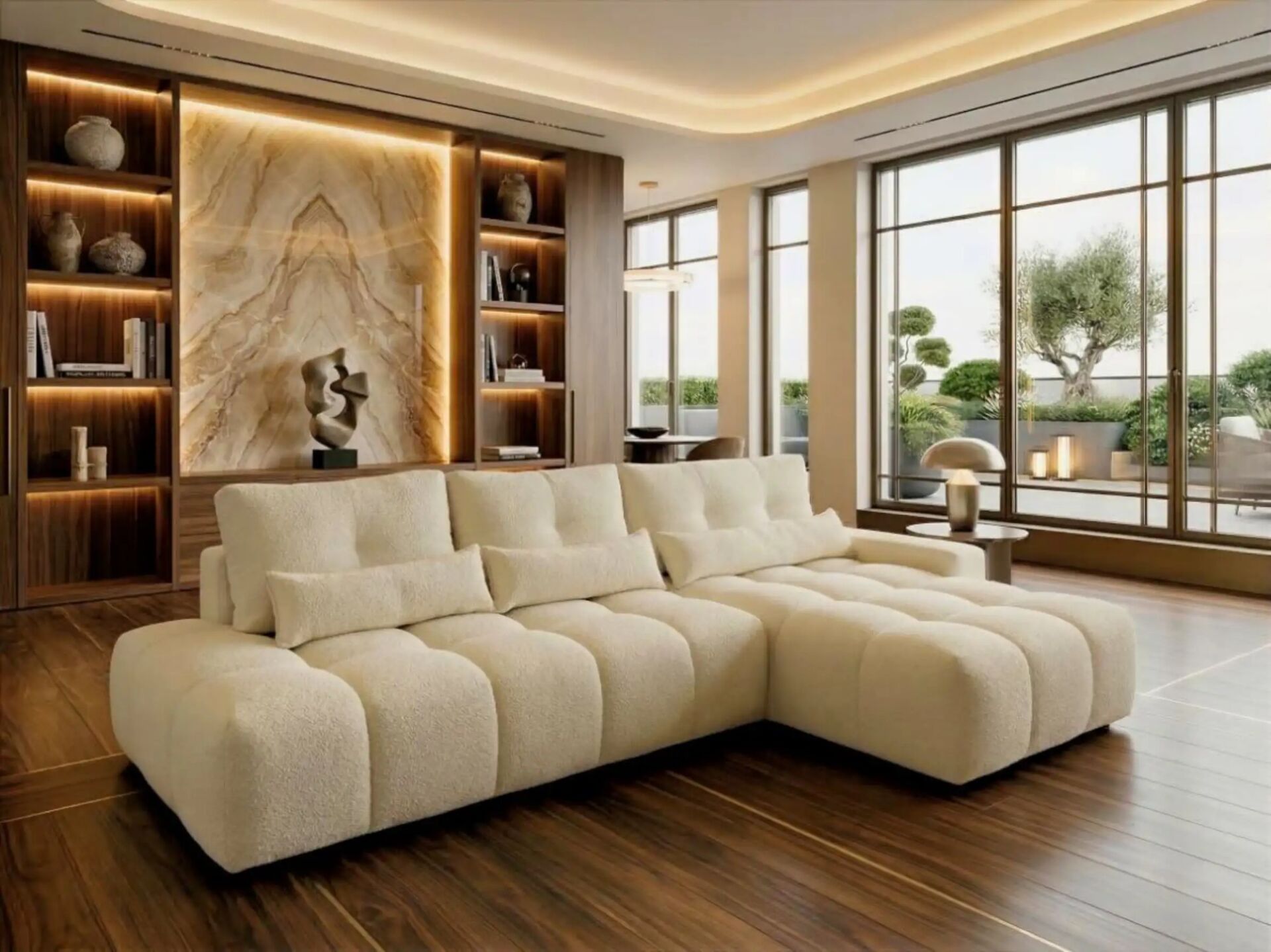 Yataklı Köşe Takımı Modern Boucle Alda