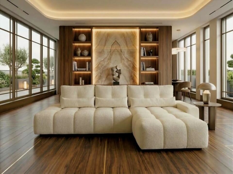 Yataklı Köşe Takımı Modern Boucle Alda