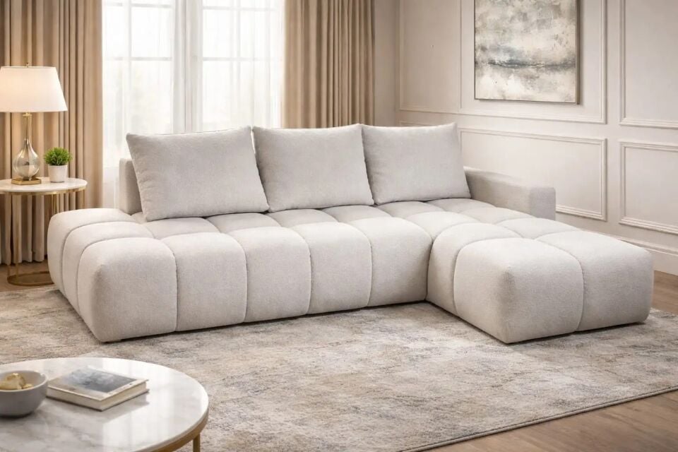 Yataklı Köşe Takımı Modern Boucle Alda